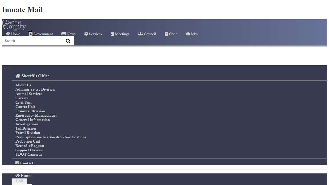 Official Site of Cache County, Utah - Inmate Mail