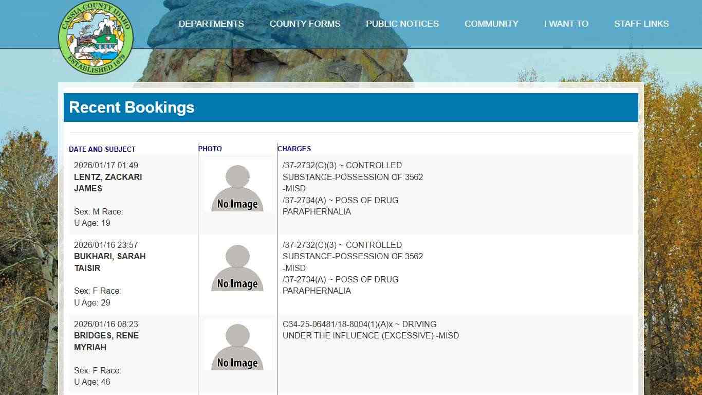 Cassia County, Idaho - Recent Bookings